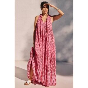 Ros's Garden Tiered Midi Dress Womens Pink XS
